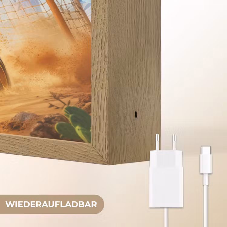 Monstertruck - Voetbal - Woestijn Light Box met batterij (Wandlamp kind) middel -USP_websiteoplaadbaarDE