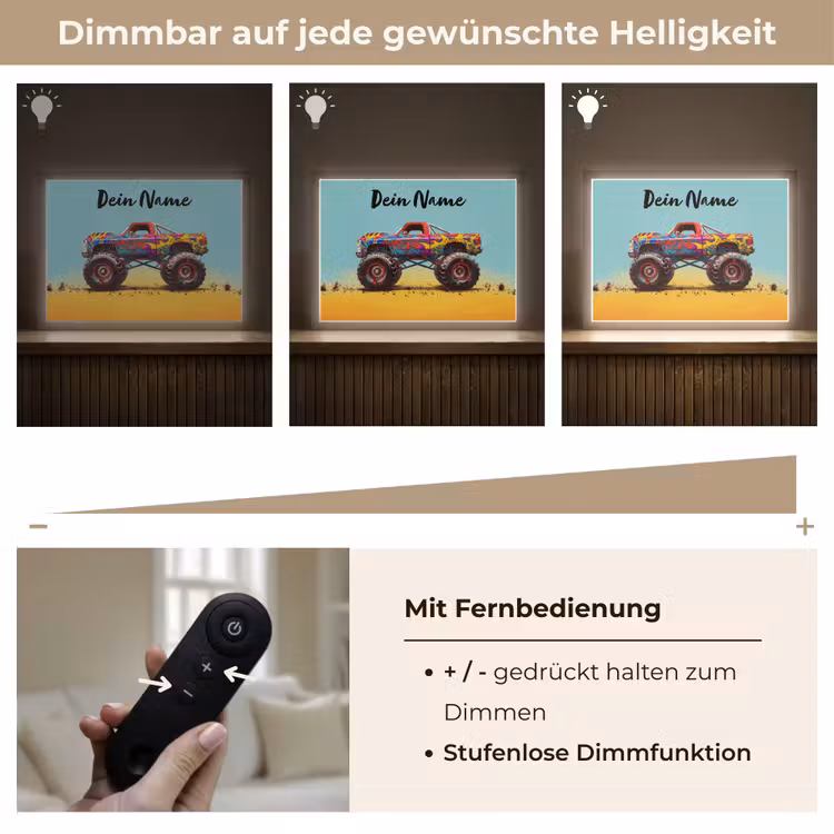 Monstertruck - Graffiti - Jongens - Auto Light Box met batterij (Wandlamp kind) middel -USP_dimbaarDE