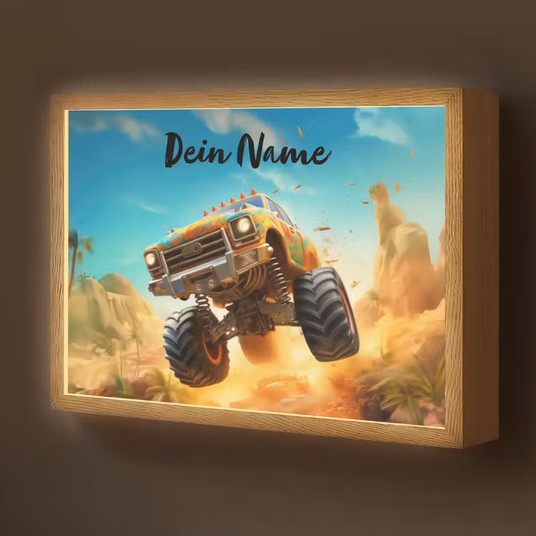 Monstertruck - Kind - Jongen - Auto Light Box met batterij (Wandlamp kind) middel -z3d_website