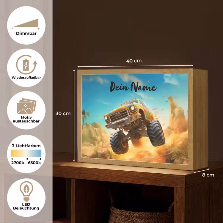 Monstertruck - Kind - Jongen - Auto Light Box met batterij (Wandlamp kind) middel -USP_websiteoverzichtDE