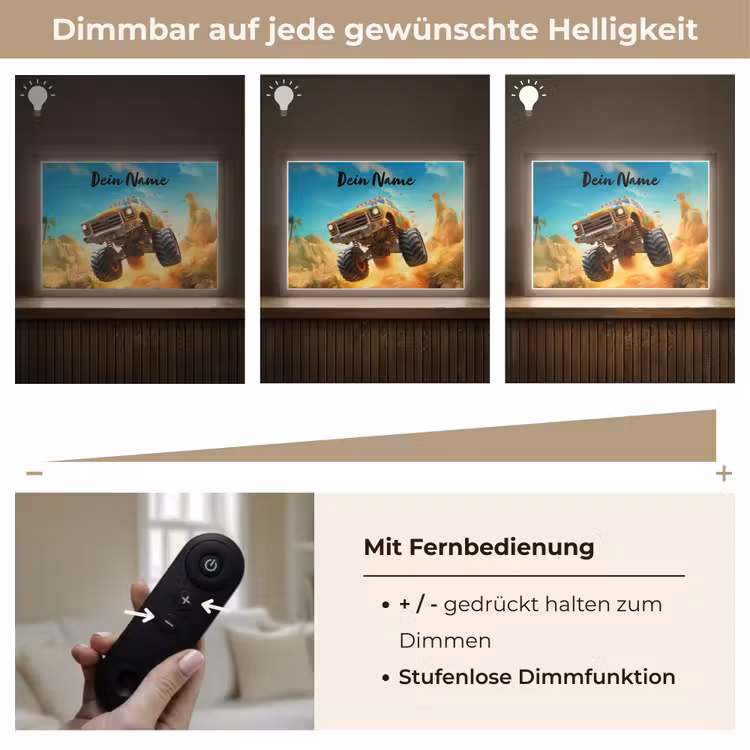 Monstertruck - Kind - Jongen - Auto Light Box met batterij (Wandlamp kind) middel -USP_dimbaarDE