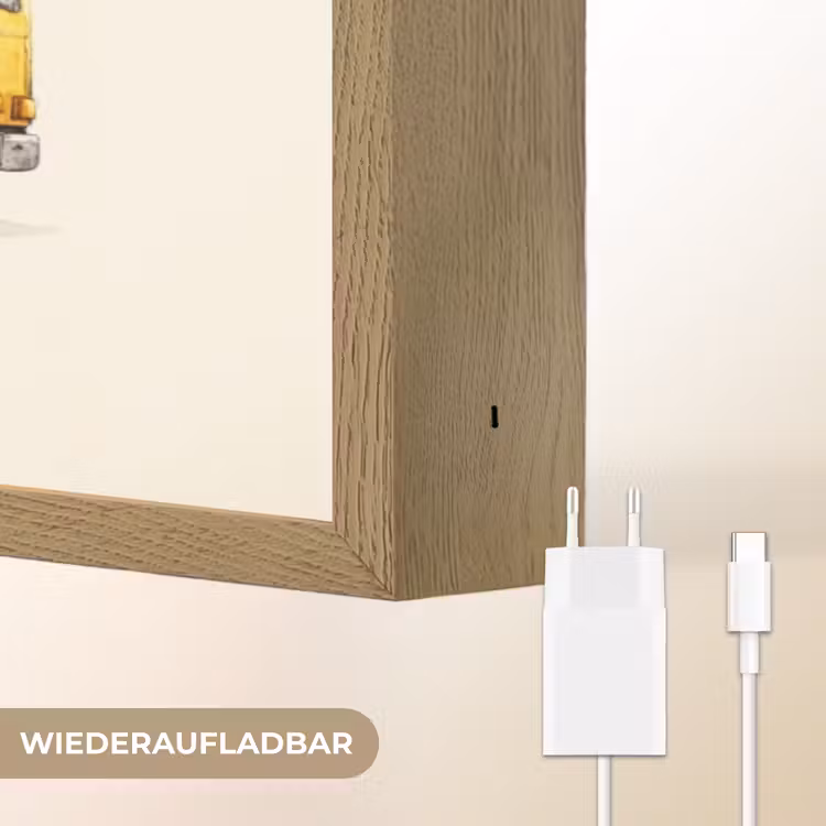 Kiepwagen - Getekend - Geel Light Box met batterij (Wandlamp kind) middel -USP_websiteoplaadbaarDE