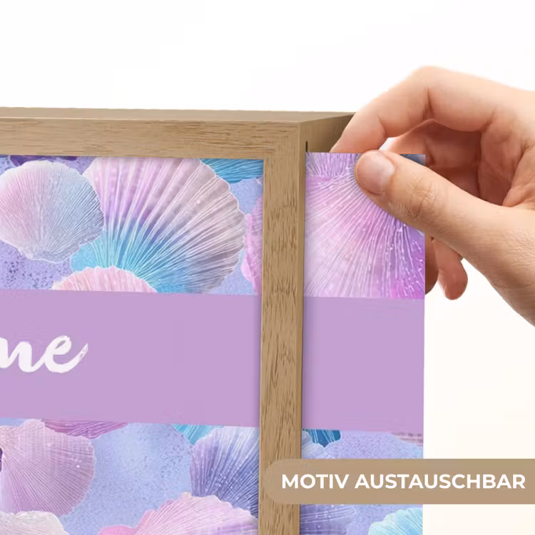Schelpen - Paars - Blauw - Patroon Light Box met batterij (Wandlamp kind) middel -USP_websiteprintDE