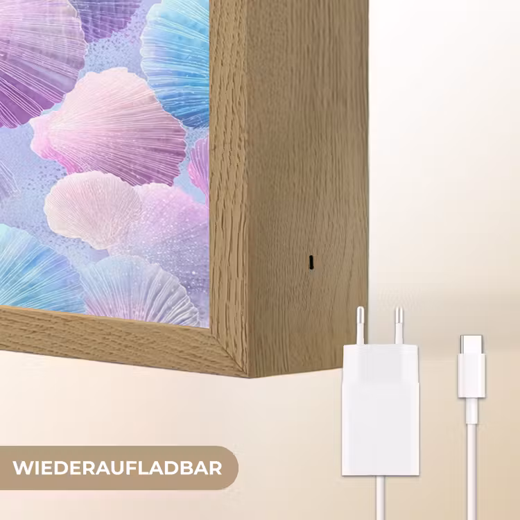 Schelpen - Paars - Blauw - Patroon Light Box met batterij (Wandlamp kind) middel -USP_websiteoplaadbaarDE