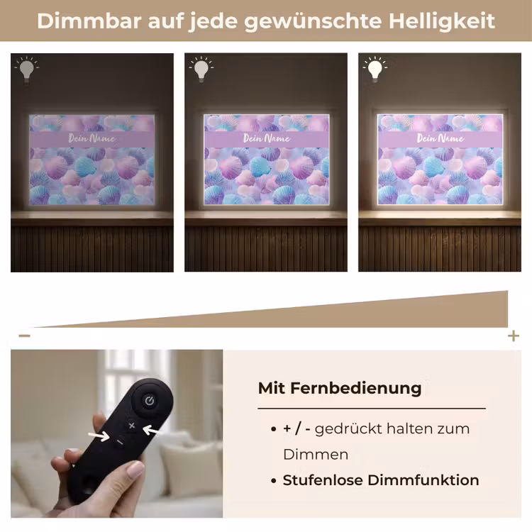Schelpen - Paars - Blauw - Patroon Light Box met batterij (Wandlamp kind) middel -USP_dimbaarDE