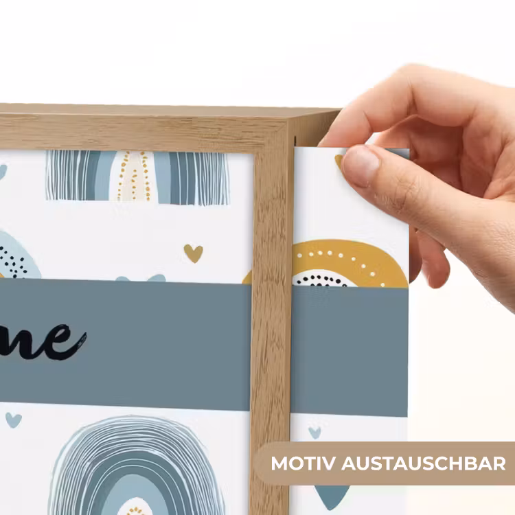 Patroon - Blauw - Regenboog - Hartjes Light Box met batterij (Wandlamp kind) middel -USP_websiteprintDE