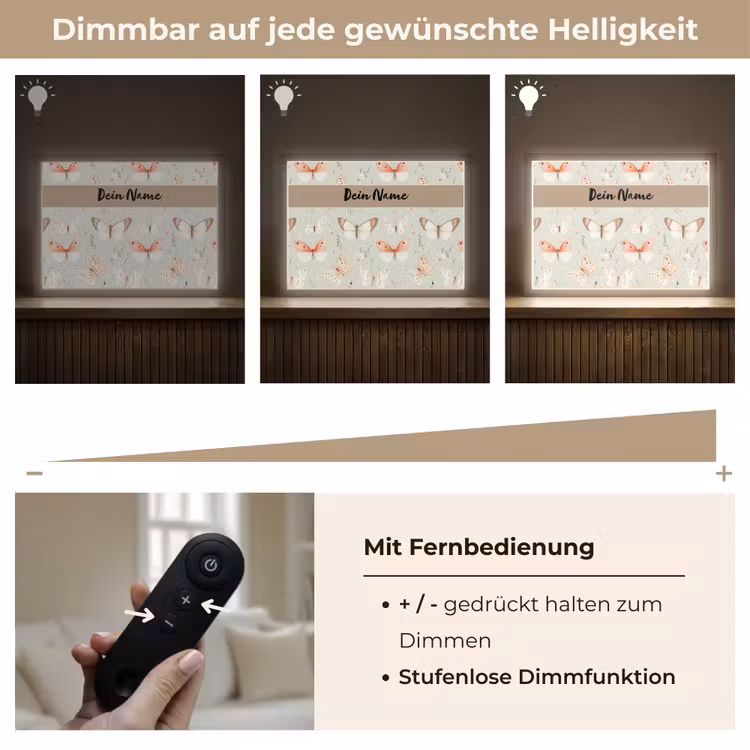 Patroon - Vlinders - Sierlijk - Bloemen Light Box met batterij (Wandlamp kind) middel -USP_dimbaarDE