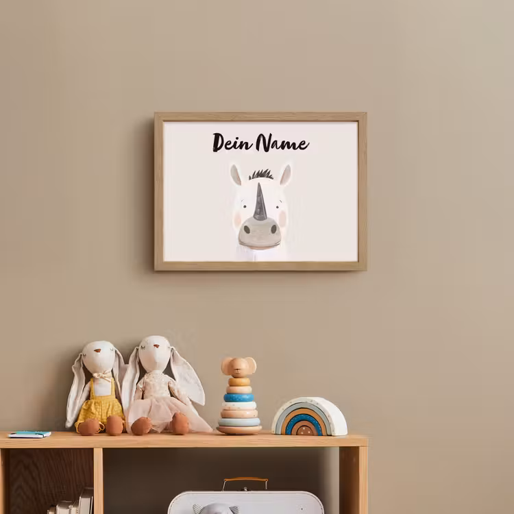 Neushoorn - Wilde dieren - Pastel kleuren Light Box met batterij (Wandlamp kind) middel -sfeer2_kind