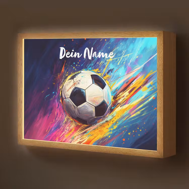 Neon - Voetbal - Kleurrijk Light Box met batterij (Wandlamp kind) middel -z3d_website