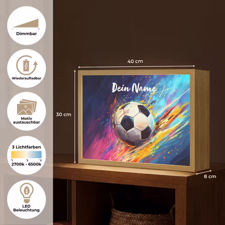 Neon - Voetbal - Kleurrijk Light Box met batterij (Wandlamp kind) middel -USP_websiteoverzichtDE