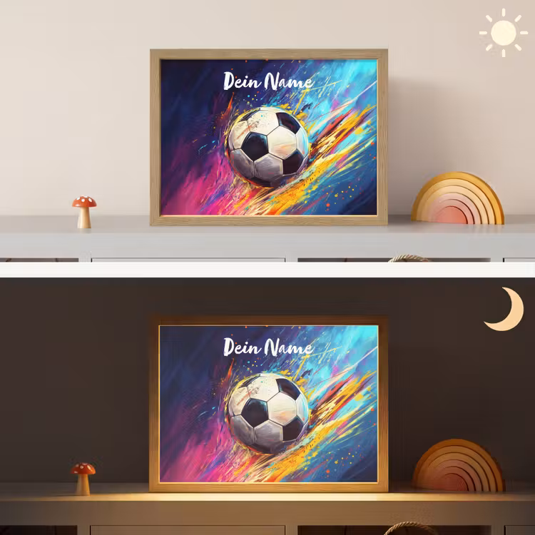 Neon - Voetbal - Kleurrijk Light Box met batterij (Wandlamp kind) middel -sfeer3_kind