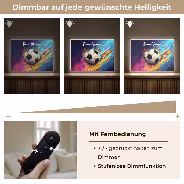 Neon - Voetbal - Kleurrijk Light Box met batterij (Wandlamp kind) middel -USP_dimbaarDE