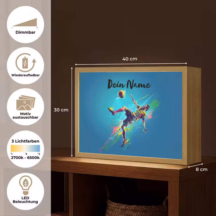 Neon - Voetbal - Schop - Kleurrijk Light Box met batterij (Wandlamp kind) middel -USP_websiteoverzichtDE