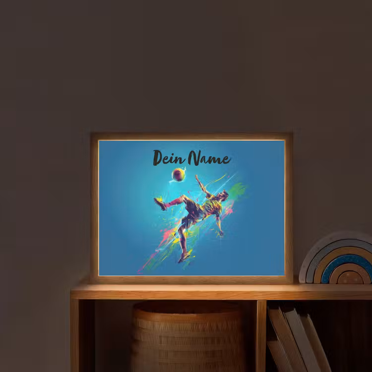 Neon - Voetbal - Schop - Kleurrijk Light Box met batterij (Wandlamp kind) middel -sfeer1_kind