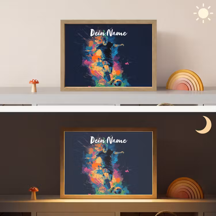 Neon - Voetballer - Kleurrijk Light Box met batterij (Wandlamp kind) middel -sfeer3_kind