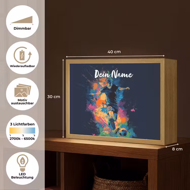 Neon - Voetballer - Kleurrijk Light Box met batterij (Wandlamp kind) middel -USP_websiteoverzichtDE