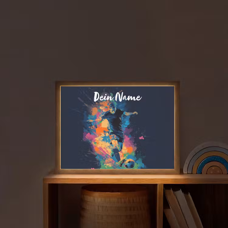 Neon - Voetballer - Kleurrijk Light Box met batterij (Wandlamp kind) middel -sfeer1_kind