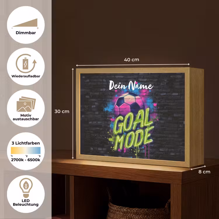 Neon - Graffiti - Voetbal - Kleurrijk Light Box met batterij (Wandlamp kind) middel -USP_websiteoverzichtDE