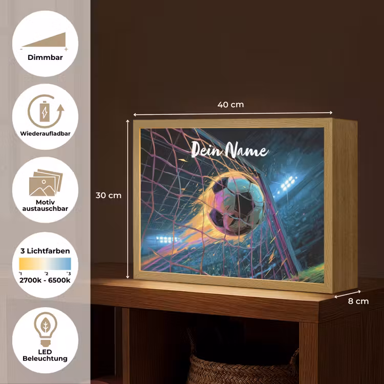 Neon - Net - Voetbal - Kleurrijk Light Box met batterij (Wandlamp kind) middel -USP_websiteoverzichtDE