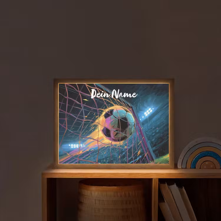 Neon - Net - Voetbal - Kleurrijk Light Box met batterij (Wandlamp kind) middel -sfeer1_kind