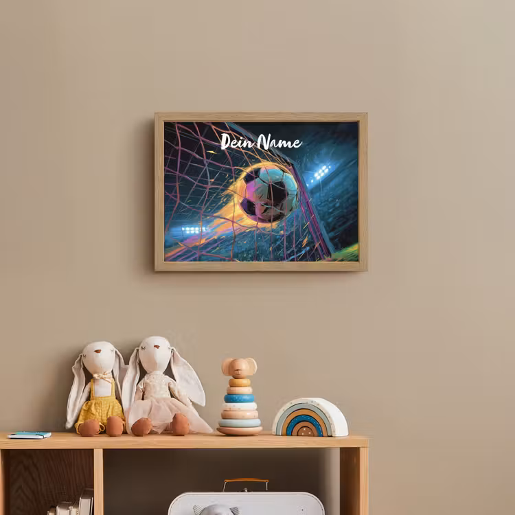 Neon - Net - Voetbal - Kleurrijk Light Box met batterij (Wandlamp kind) middel -sfeer2_kind