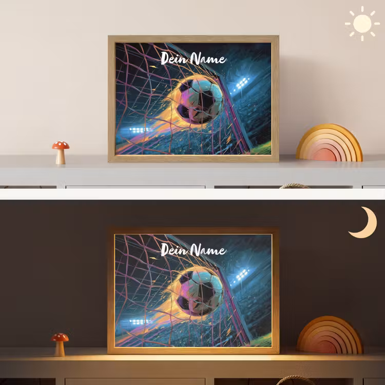 Neon - Net - Voetbal - Kleurrijk Light Box met batterij (Wandlamp kind) middel -sfeer3_kind