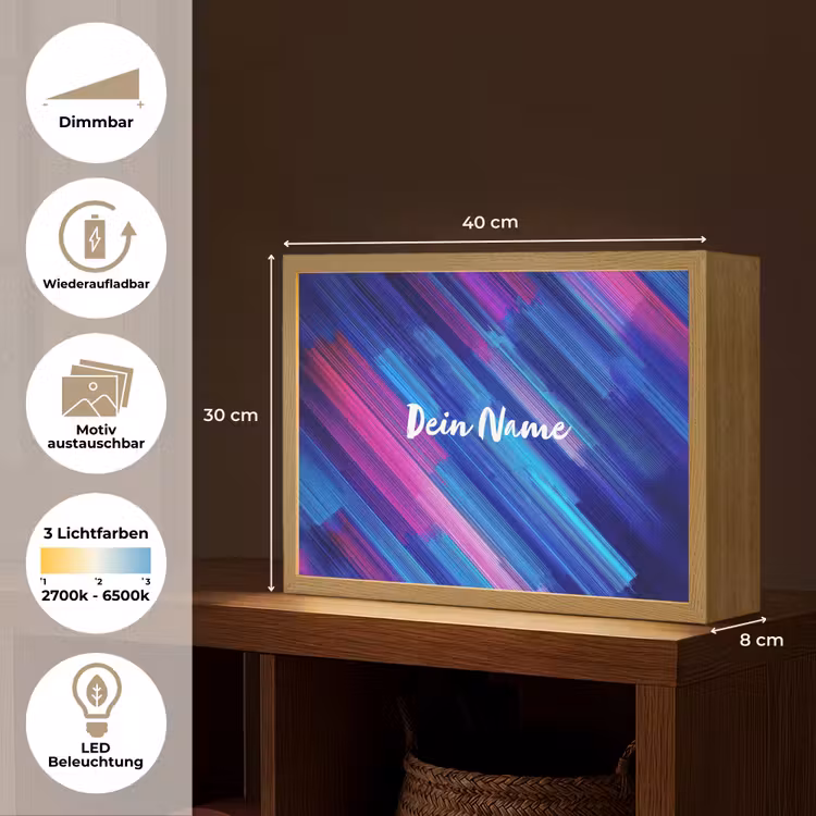 Neon - Strepen - Abstract - Blauw - Roze Light Box met batterij (Wandlamp kind) middel -USP_websiteoverzichtDE