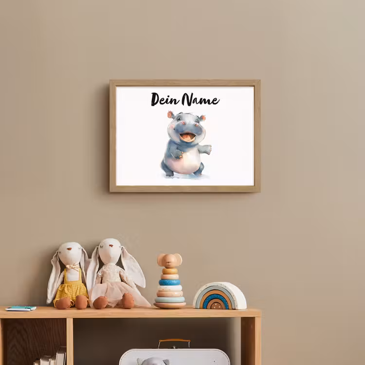 Nijlpaard - Baby dier - Dieren Light Box met batterij (Wandlamp kind) middel -sfeer2_kind