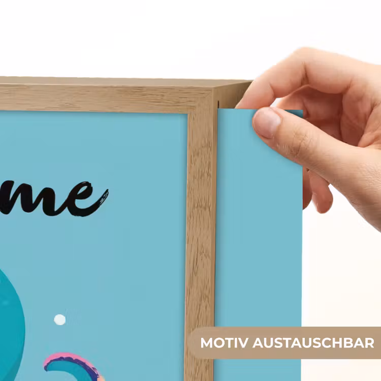 Octopus - Blauw - Gezicht Light Box met batterij (Wandlamp kind) middel -USP_websiteprintDE