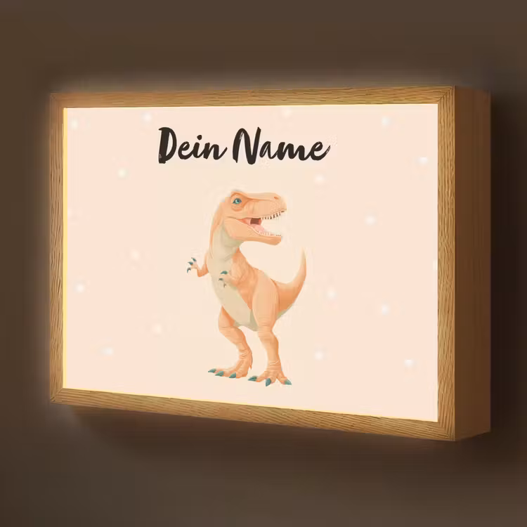 Oranje - Dino - T-Rex - Stippen Light Box met batterij (Wandlamp kind) middel -z3d_website