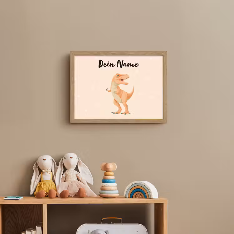 Oranje - Dino - T-Rex - Stippen Light Box met batterij (Wandlamp kind) middel -sfeer2_kind