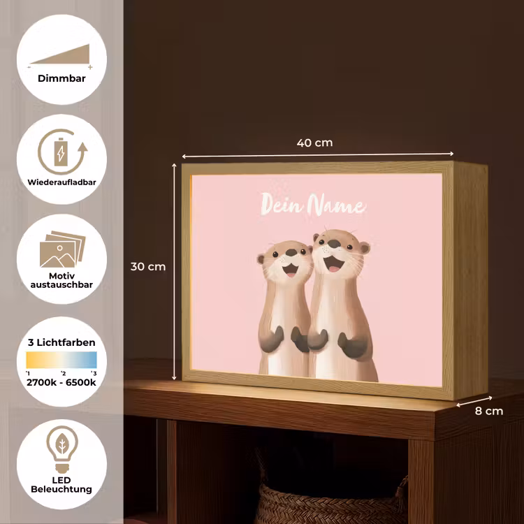 Otters - Glimlach - Bruin Light Box met batterij (Wandlamp kind) middel -USP_websiteoverzichtDE