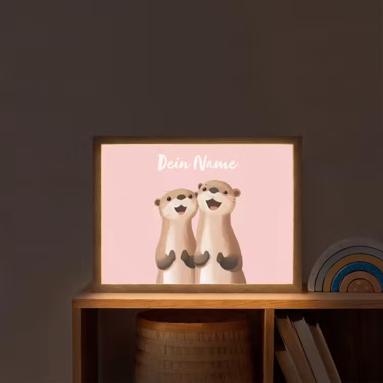 Otters - Glimlach - Bruin Light Box met batterij (Wandlamp kind) middel -sfeer1_kind