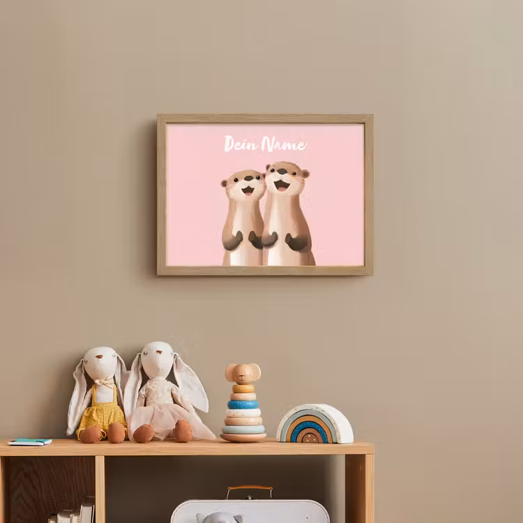 Otters - Glimlach - Bruin Light Box met batterij (Wandlamp kind) middel -sfeer2_kind
