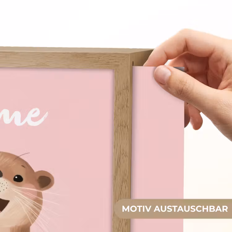 Otters - Glimlach - Bruin Light Box met batterij (Wandlamp kind) middel -USP_websiteprintDE
