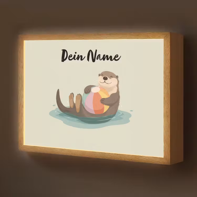 Otter - Strandbal - Kleurrijk Light Box met batterij (Wandlamp kind) middel -z3d_website