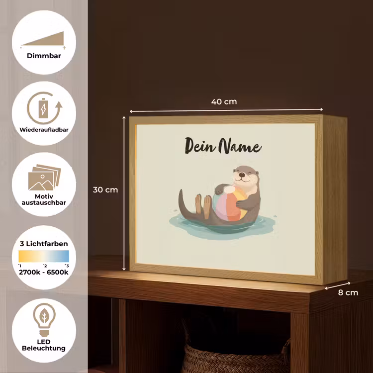 Otter - Strandbal - Kleurrijk Light Box met batterij (Wandlamp kind) middel -USP_websiteoverzichtDE