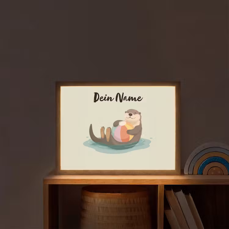 Otter - Strandbal - Kleurrijk Light Box met batterij (Wandlamp kind) middel -sfeer1_kind
