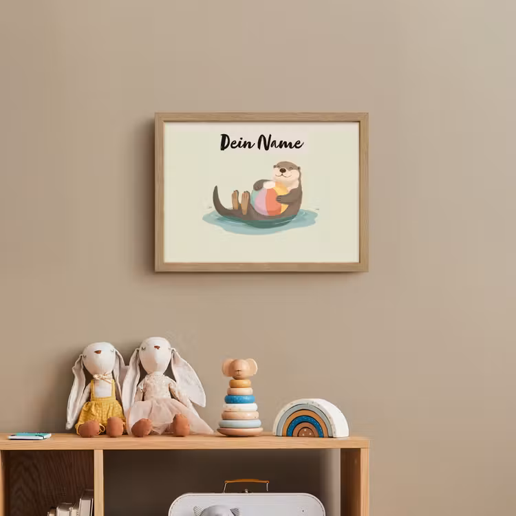 Otter - Strandbal - Kleurrijk Light Box met batterij (Wandlamp kind) middel -sfeer2_kind