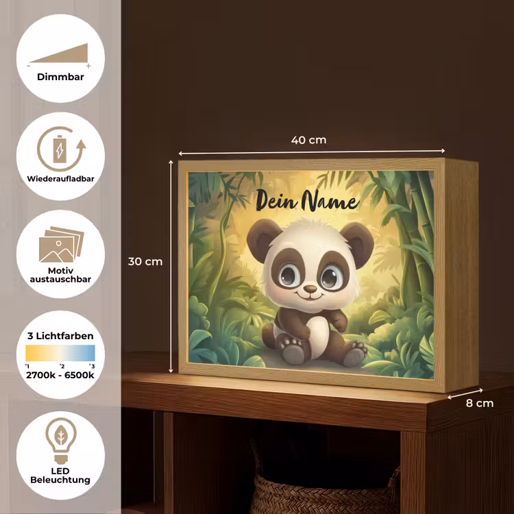 Panda - Bamboebos - Groen Light Box met batterij (Wandlamp kind) middel -USP_websiteoverzichtDE