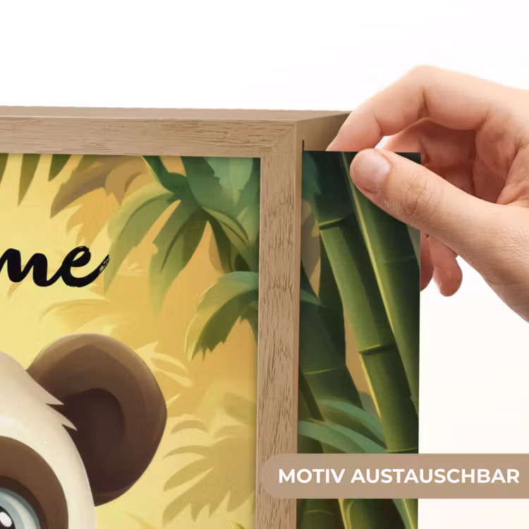 Panda - Bamboebos - Groen Light Box met batterij (Wandlamp kind) middel -USP_websiteprintDE