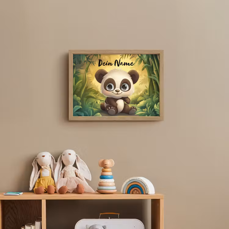 Panda - Bamboebos - Groen Light Box met batterij (Wandlamp kind) middel -sfeer2_kind