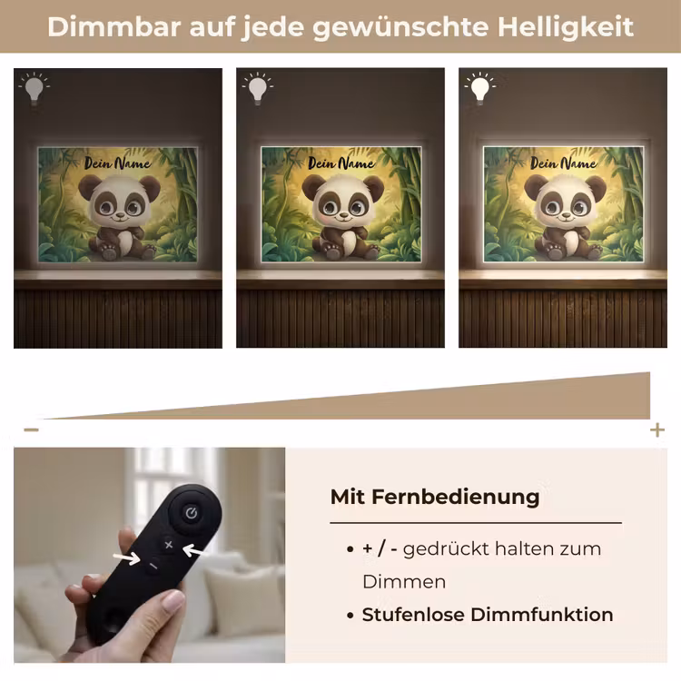 Panda - Bamboebos - Groen Light Box met batterij (Wandlamp kind) middel -USP_dimbaarDE