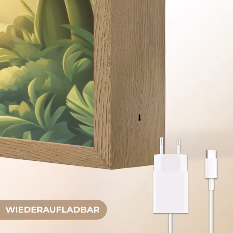 Panda - Bamboebos - Groen Light Box met batterij (Wandlamp kind) middel -USP_websiteoplaadbaarDE