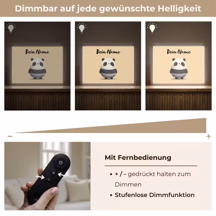 Panda - Beige - Minimalistisch Light Box met batterij (Wandlamp kind) middel -USP_dimbaarDE