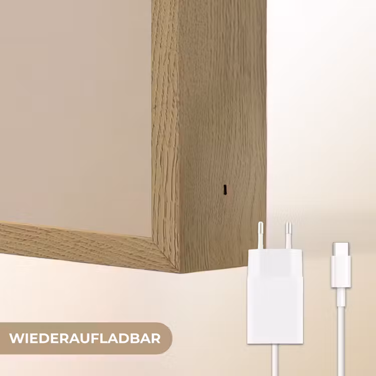Panda - Blauwe bloemen - Zachtheid Light Box met batterij (Wandlamp kind) middel -USP_websiteoplaadbaarDE