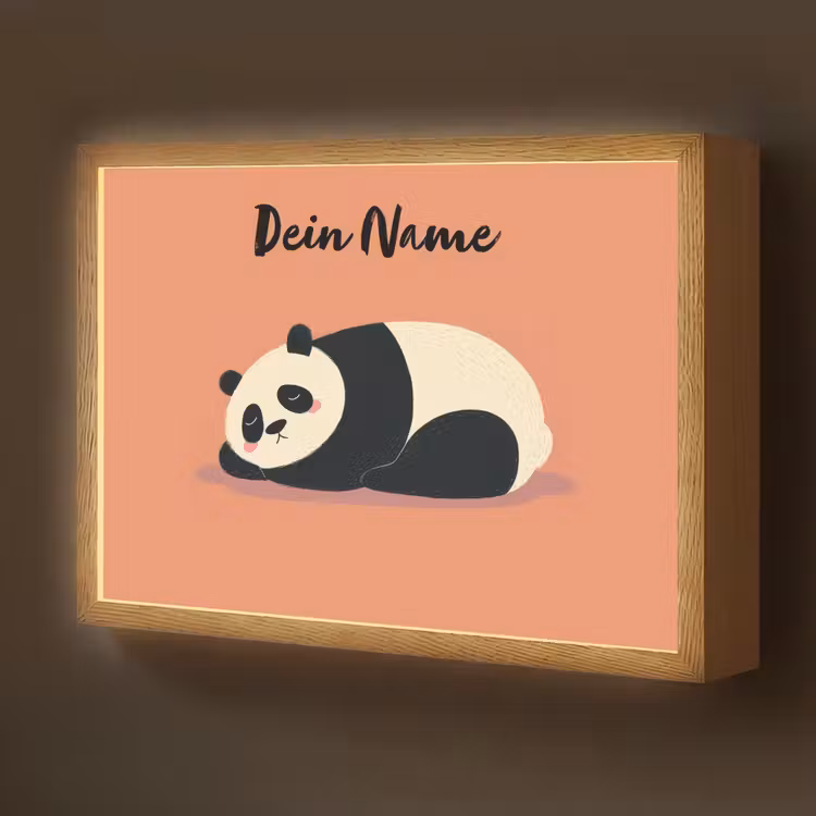 Panda - Slaap - Oranje Light Box met batterij (Wandlamp kind) middel -z3d_website