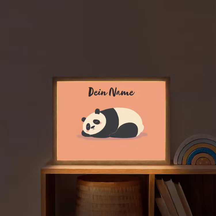 Panda - Slaap - Oranje Light Box met batterij (Wandlamp kind) middel -sfeer1_kind