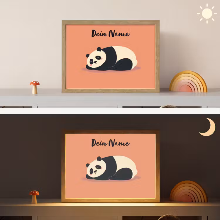 Panda - Slaap - Oranje Light Box met batterij (Wandlamp kind) middel -sfeer3_kind