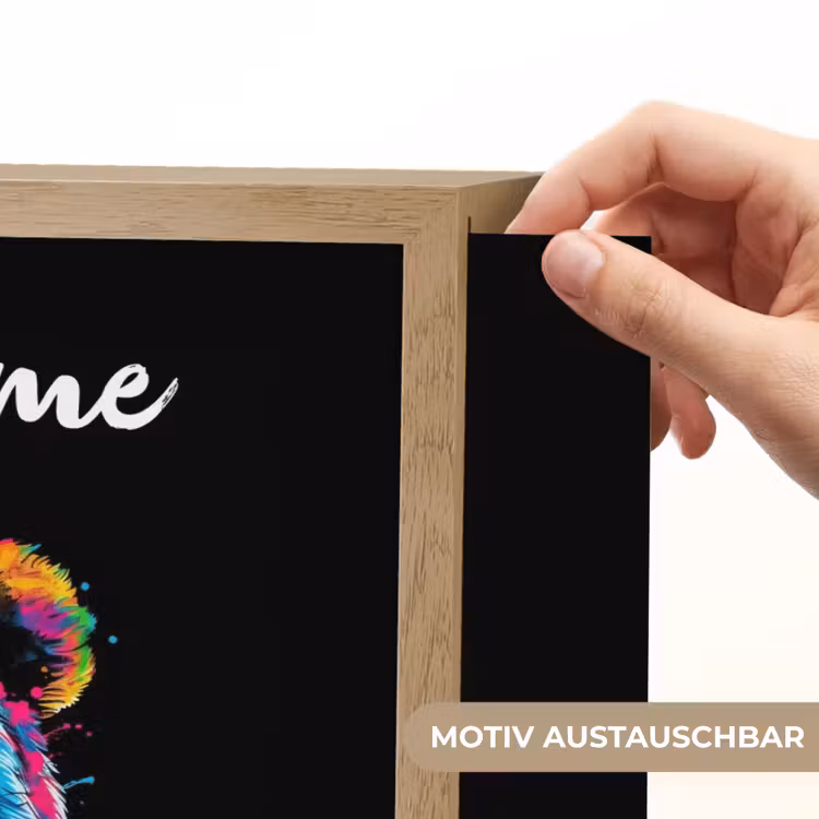 Panda - Dieren - Kleur - Verf - Zwart Light Box met batterij (Wandlamp kind) middel -USP_websiteprintDE
